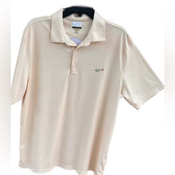 Greg Norman Men's XL Striped Polo Shirt collared Yellow and White Golf - Picture 1 of 3